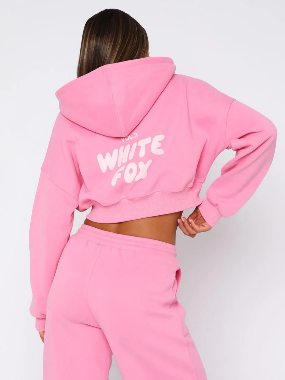White Fox Offstage Cropped Zip Hoodie Bubblegum XS/S - Picture 4 of 4